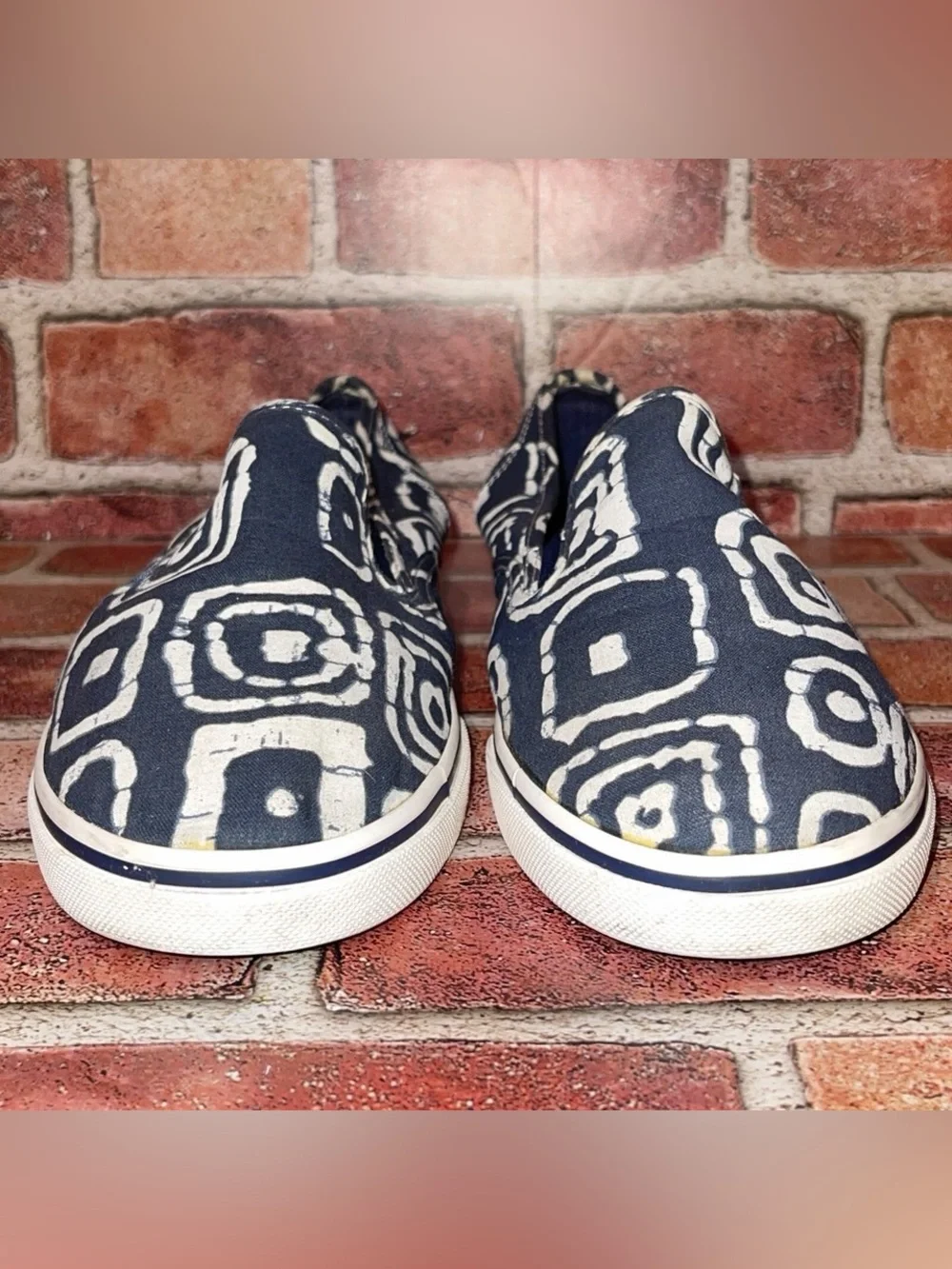 Pre-Owned Lauren Ralph Lauren Janis Blue White Slip-On Shoes Size 8B Chic